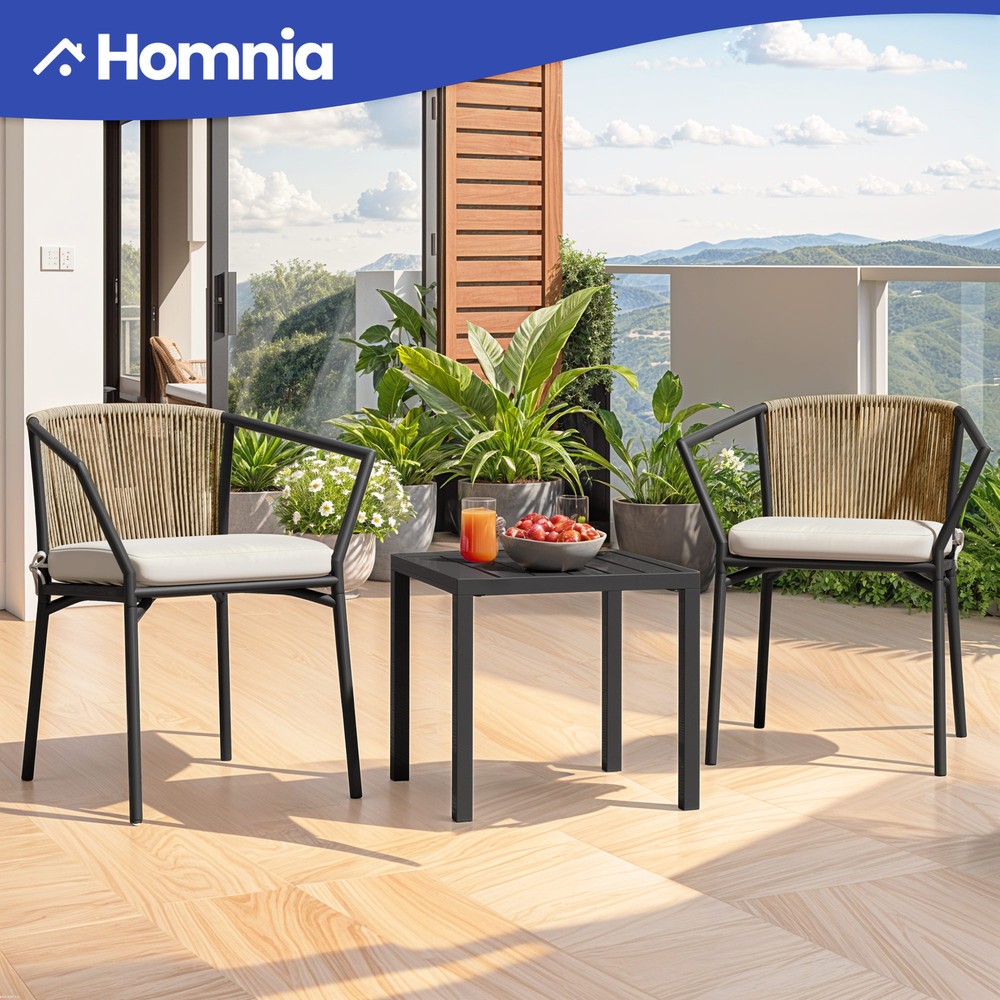 3 PCS Indoor Stacking Chair w/ Table Wicker Conversation Set Outdoor Patio Seat