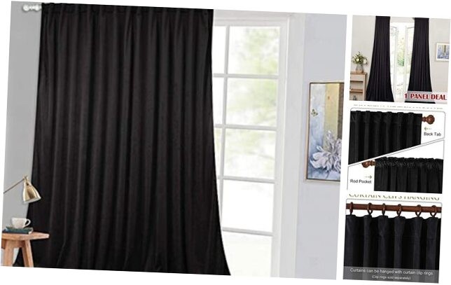 Velvet Blackout Curtains for Sliding Doors 100x108 Inches Black