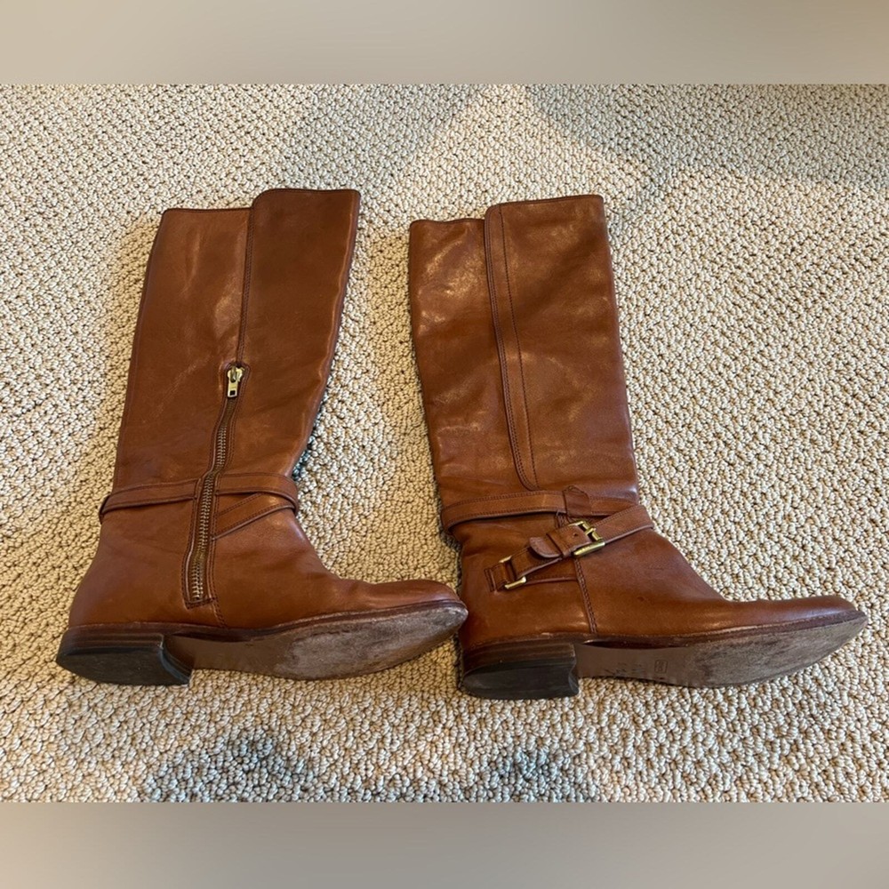 Coach Women's Leather Brown Boots, Riding, Equestrian Size 7 Zip Buckle Classic
