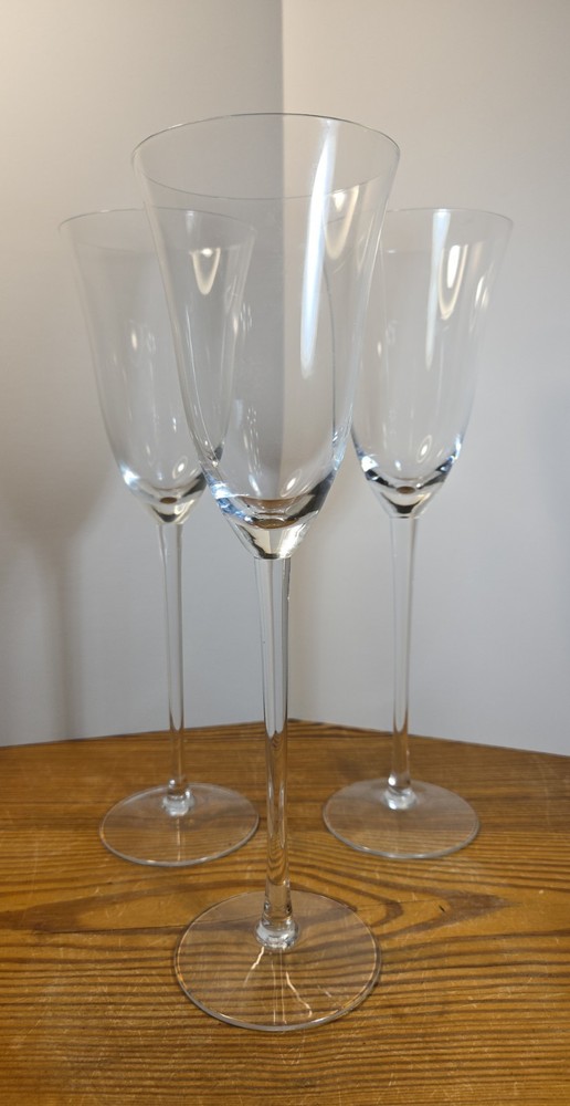 VINTAGE LONG STEM CRYSTAL HAND BLOWN SET OF 3 WINE GLASSES 11