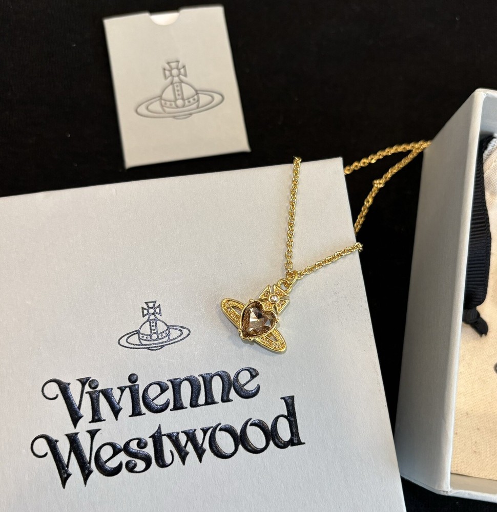 Vivienne Westwood ARIELLA Heart  Orb Y2K Crystal Necklace Christmas Gift