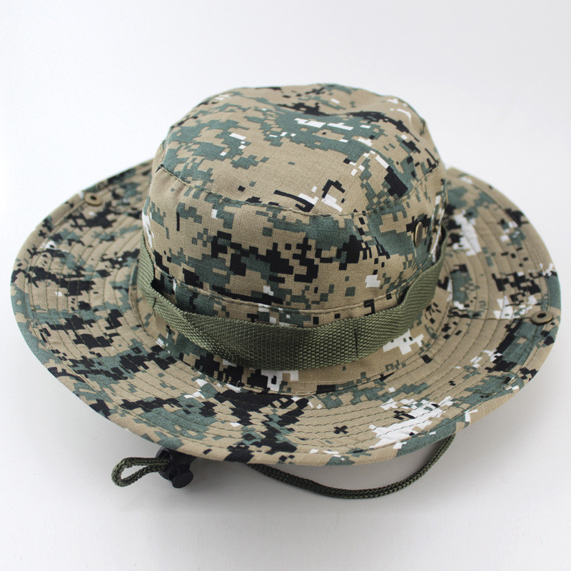 Unisex Camo Bucket Hat Wide Brim Boonie Cap for Hunting Fishing Outdoor Military