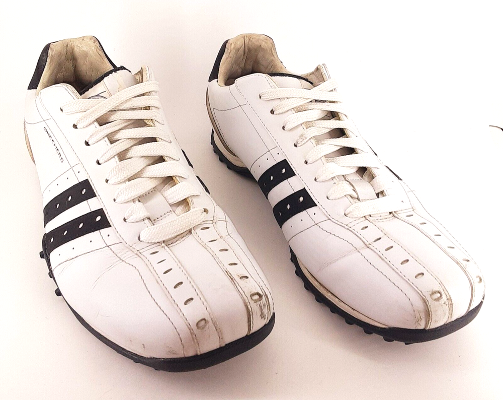 Men's Size 12 Skechers Spikeless Golf Shoes Ivory Leather Outdoor Sports
