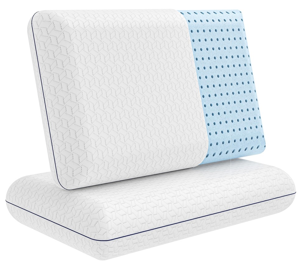 Gel Memory Foam Pillow - Standard Size, 2 Pack, Firm Pillow for Neck and Shou...