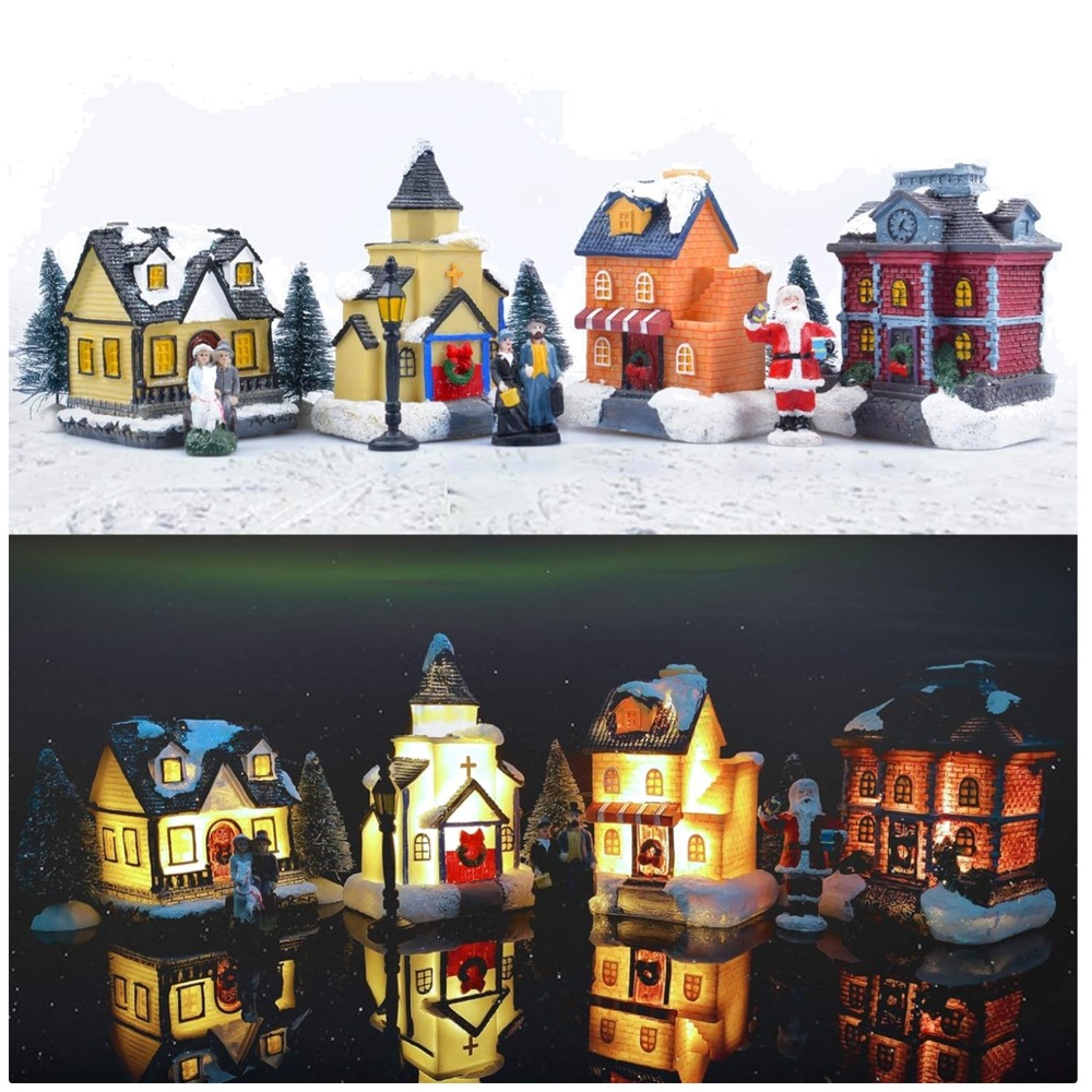 Intricate Christmas Village Collection with LED Lights - Perfect Holiday Decor