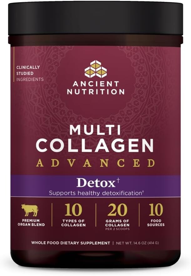 Ancient Nutrition Advanced Multi Collagen Protein Powder for Cleanse & Detox 36 Servings