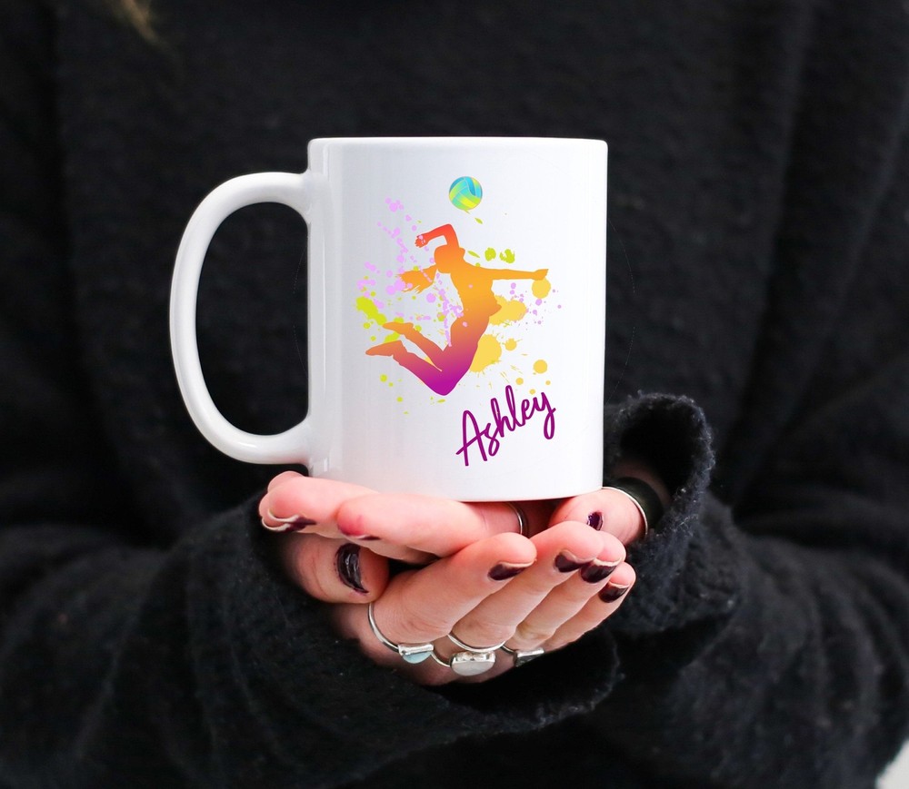 Taza de café personalizada para jugador de voleibol taza regalos de voleibol me encanta el voleibol