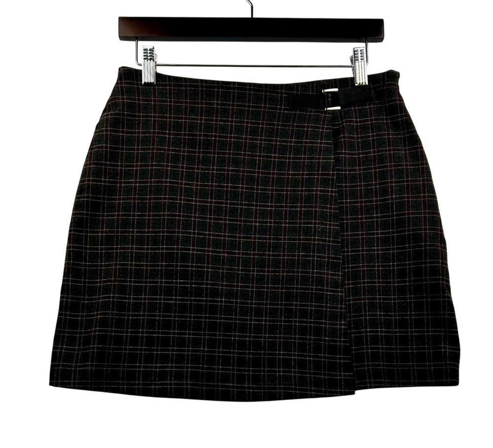 Dark Academia Plaid Wrap Mini Skirt for Women Size 7/8 Y2K Preppy Style
