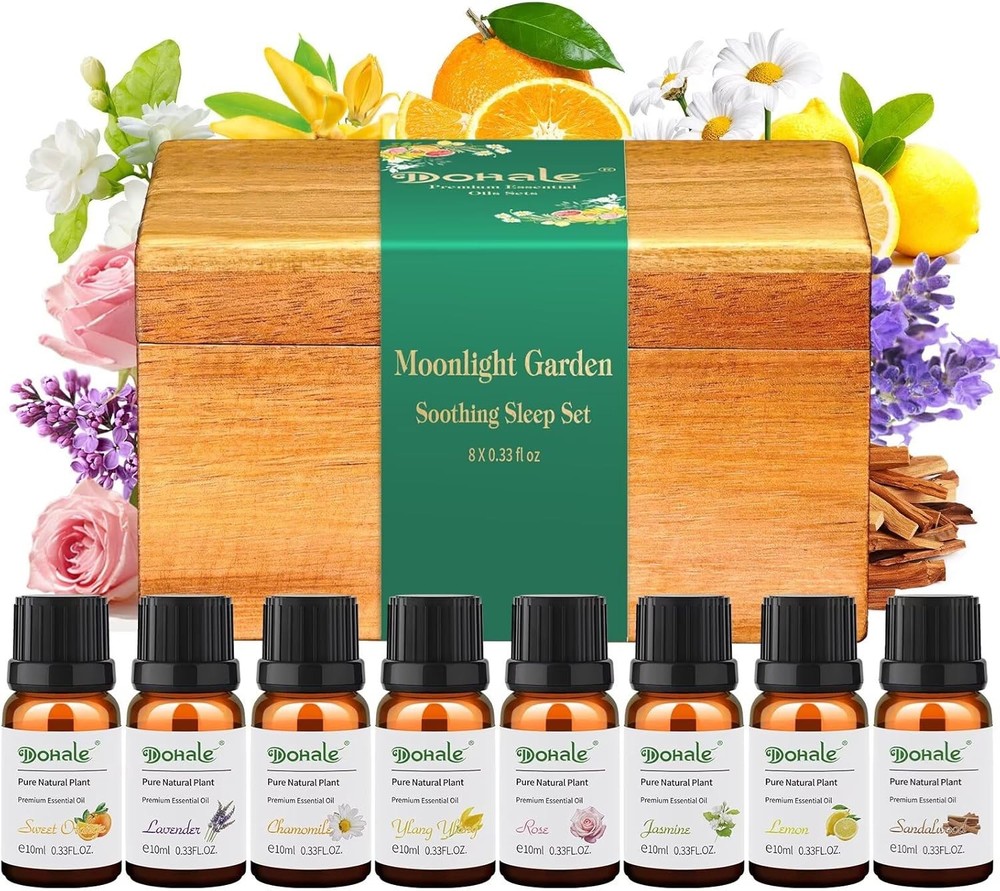Essential Oils Kit w/Wooden Case Top Grade Fragrance Oils for Daily Aromatherapy