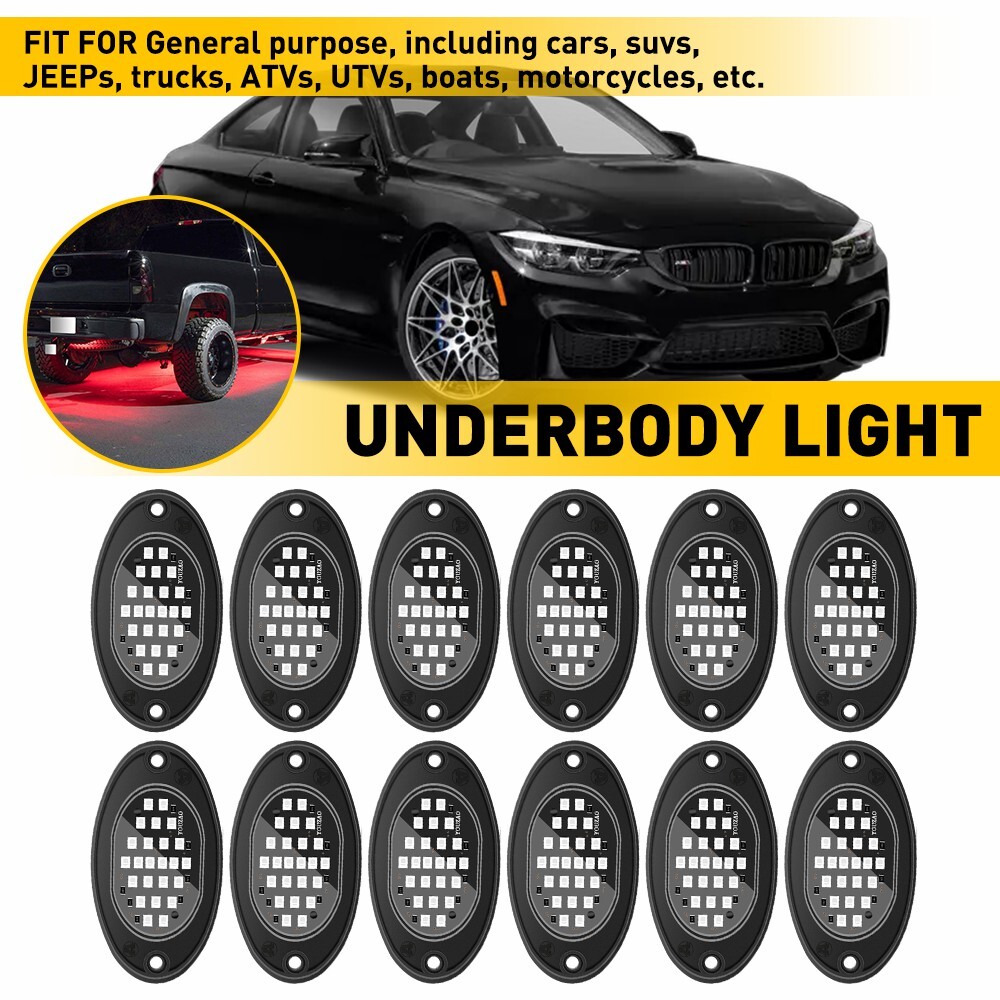 12x Red LED Rock Lights Underbody For Jeep Offroad Truck ATV UTV SUV 4X4 Car I