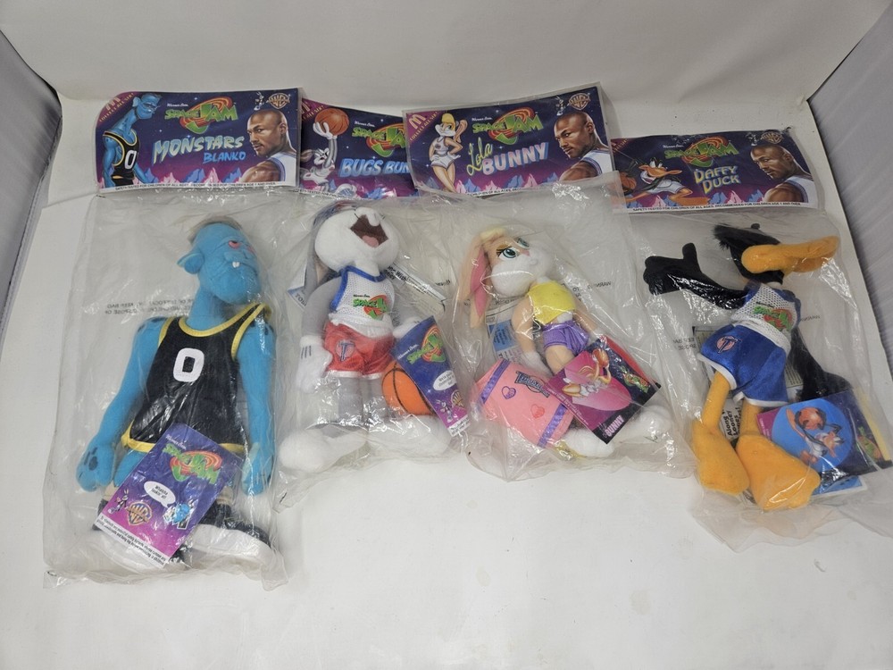 Vintage McDonalds Space Jam Tune Squad 1996 Plush Lot Of 4 Toys New In Bags