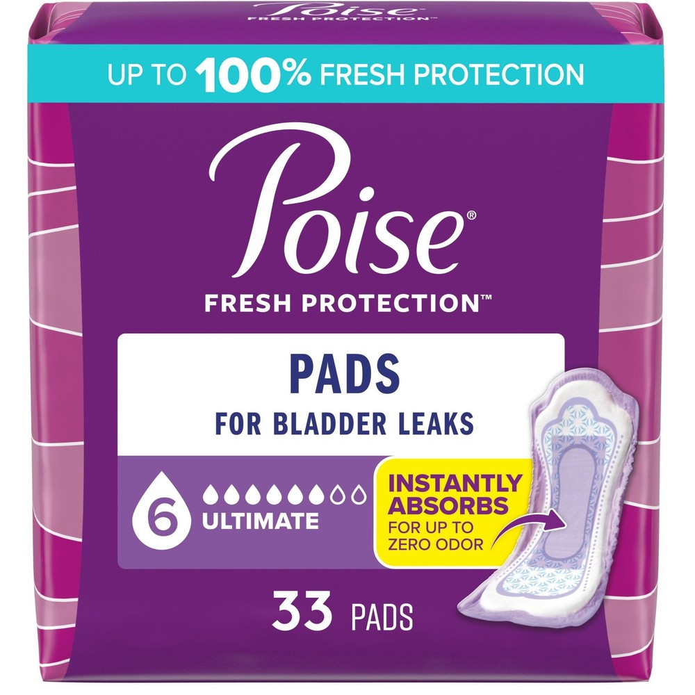 Poise Incontinence Pads for Women with 6 Drop Ultimate Absorbency Protection