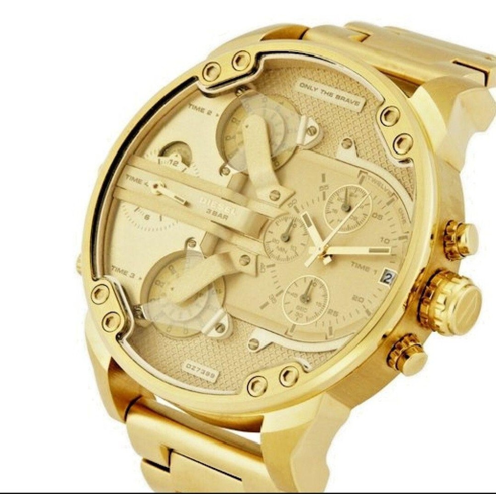 New Diesel Men's Stainless Steel MR Big Daddy 2.0 XL Yellow Gold DZ7399 Watch