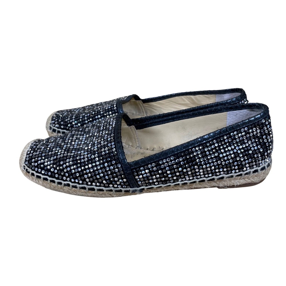 Vince Camuto Espadrille Flats Women's Size 6.5 Black Embellished Shoes Casual