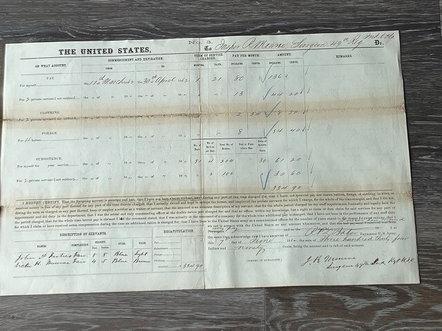 3 Original 1862 Civil War Pay Vouchers for Soldiers Including Capt. William W. Wise-image