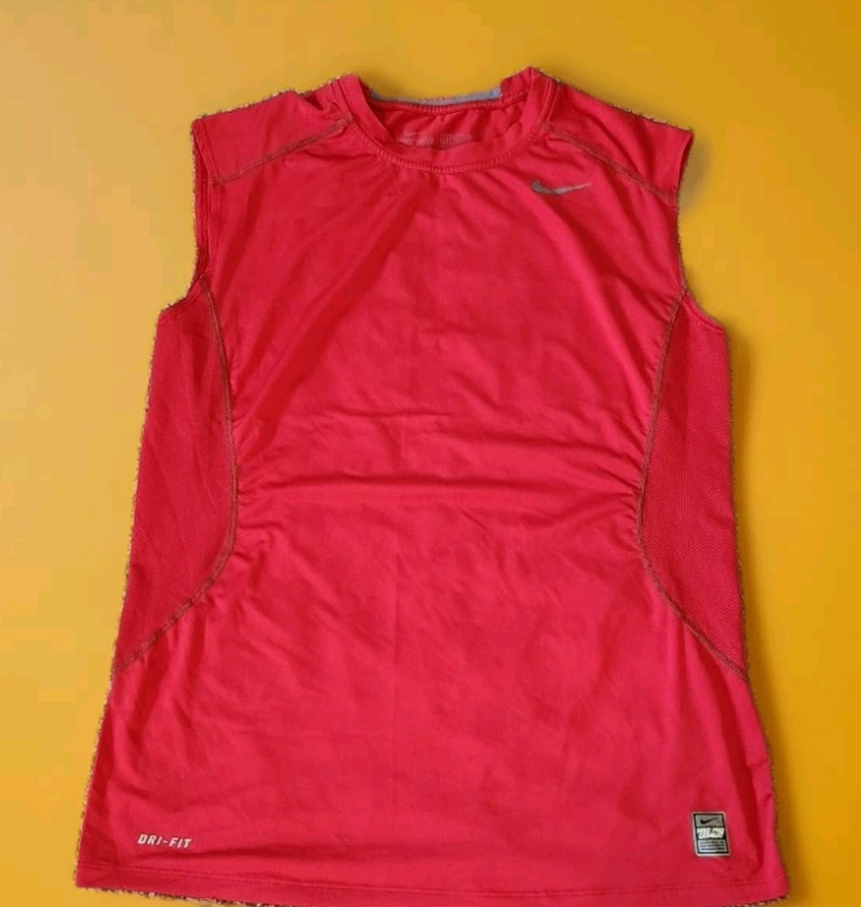 Nike Pro Combat Men's Dri-Fit Fitted Red Muscle Tank Jersey
