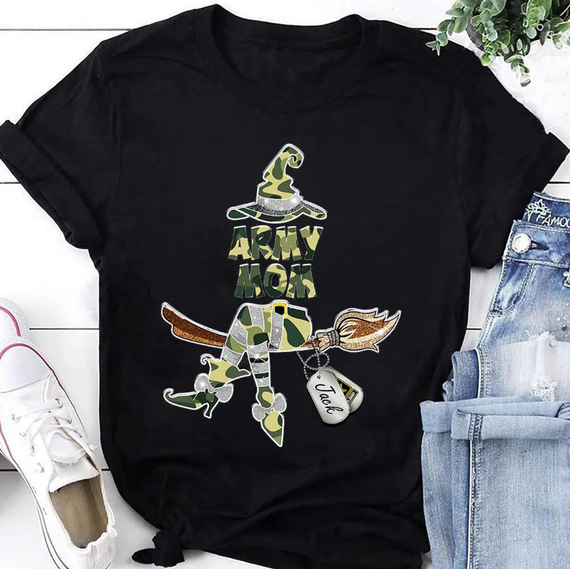 Witch Army Mom Veterans Day T-Shirt, Custom Name And Family Member Shirt, Gift-image