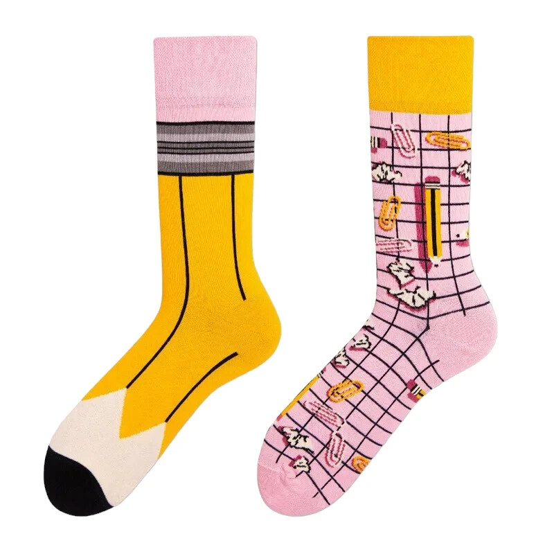 Back To School - Colorful Fashion ODD Socks Unisex Crew Socks UK 5-10-image