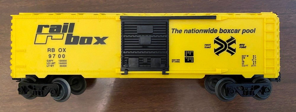 1996 Lionel O Gauge Rail Box- Box Car # 6-26240 New in Box