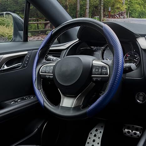 Custom Fit Carbon Fiber Steering Wheel Cover Stretchy Non-Slip Universal Design