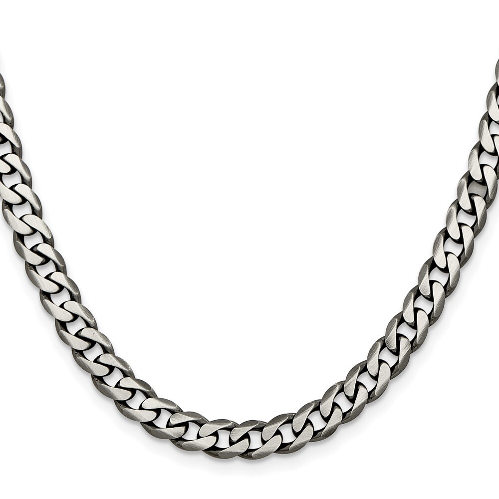 Sterling Silver Antiqued 6.5mm Curb Chain Necklace 24