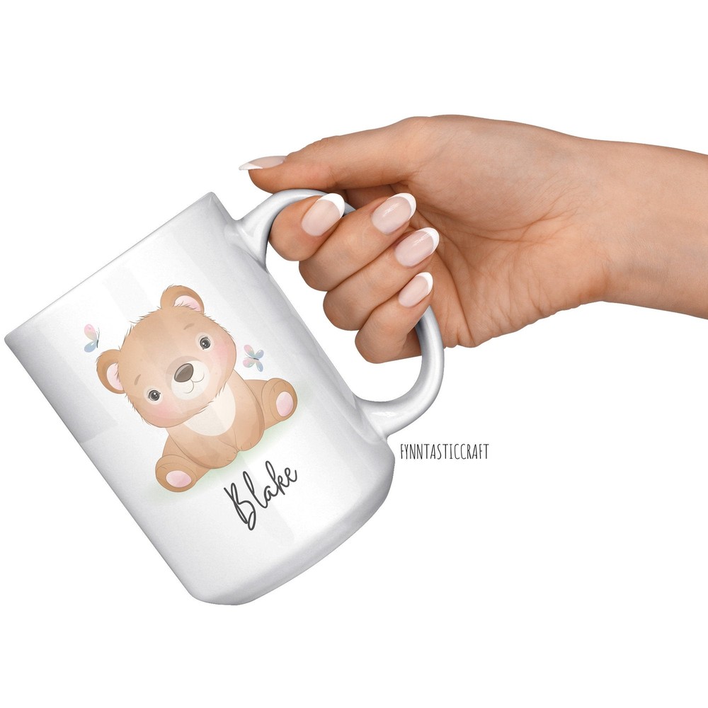Personalized Kids Cup Bear Mug Cute Alphabet Mug Letter B Mug For Kids