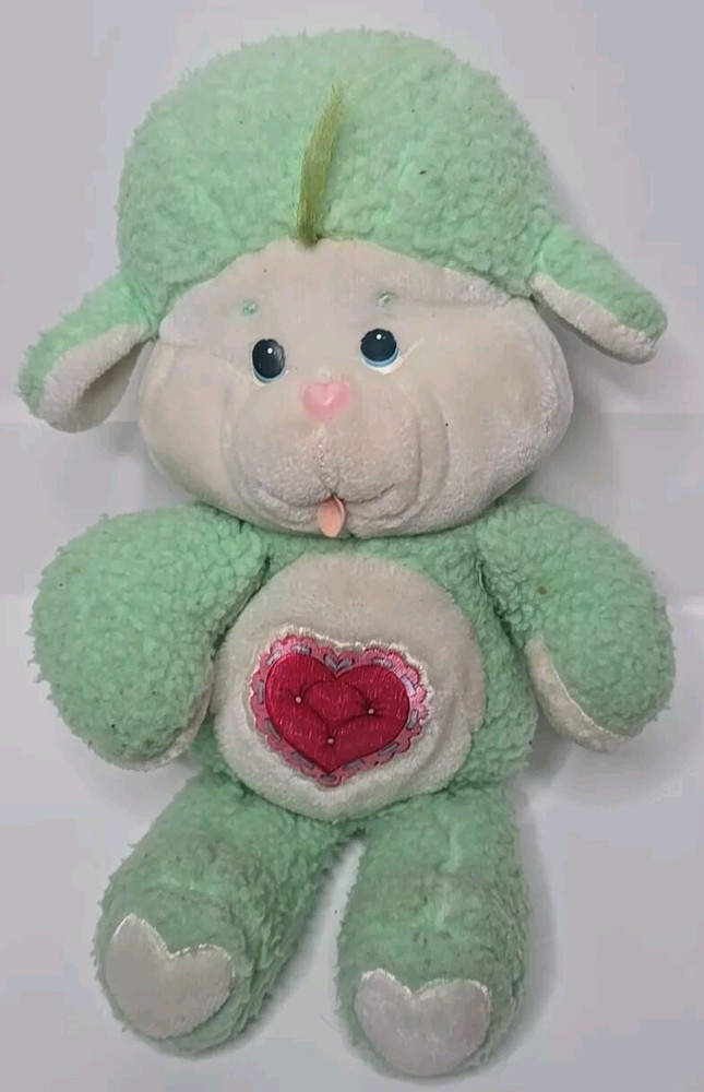 Vintage 1984 Care Bear Cousins Gentle Heart Lamb Green Plush Stuffed Toy Kenner