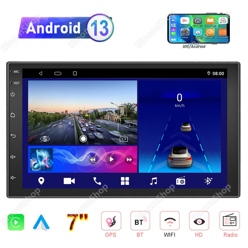 7-inch Android 13 Car Stereo with 2G+32G, Apple CarPlay, WIFI, GPS, 2Din FM