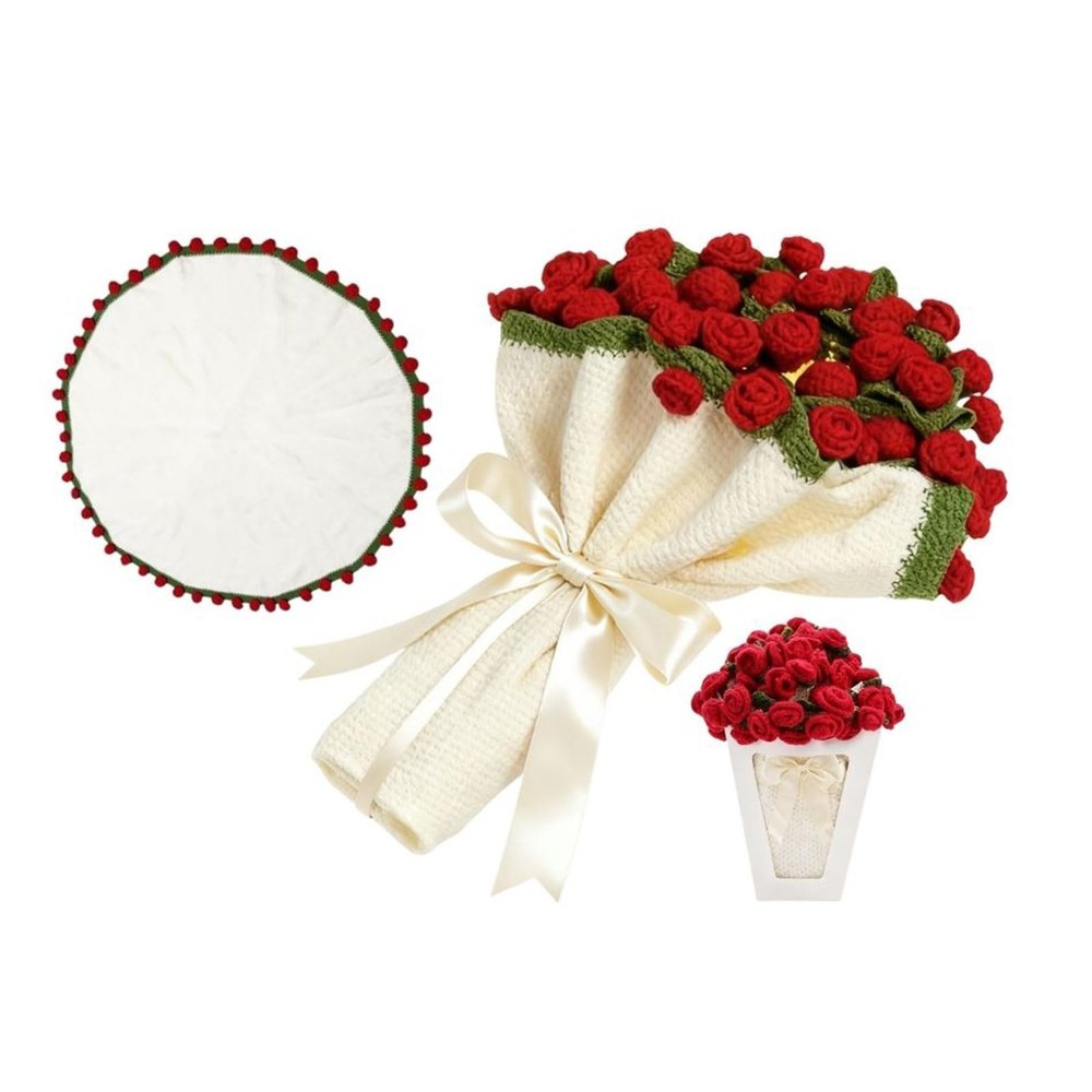 Valentines Day Gifts for Her, Crochet Rose Flowers Blanket Bouquet with Gift ...-image