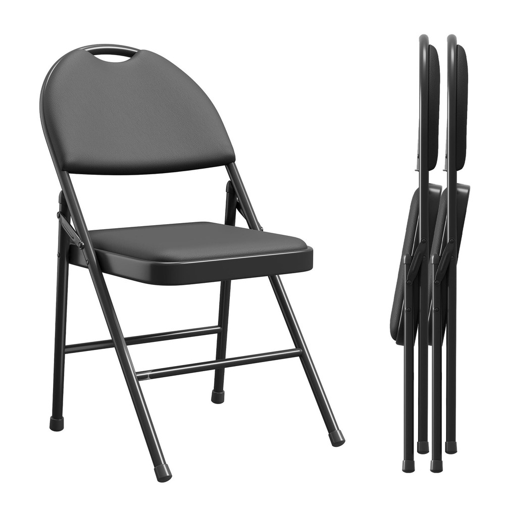 2-Pack Metal Folding Chairs with Comfort Cushion and Non-Slip Feet Pads