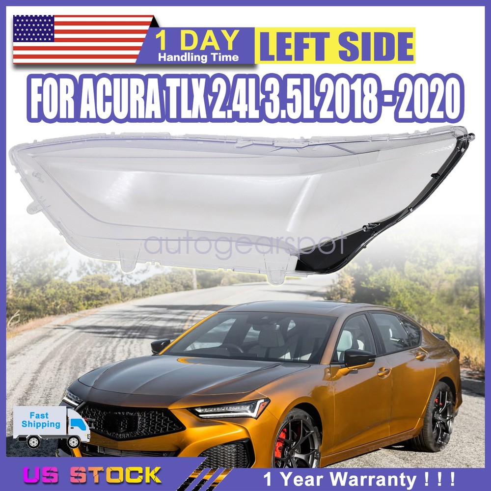 Left Fit For 2018-2019 2020 Acura TLX Headlight Lens Cover Shell Replacement