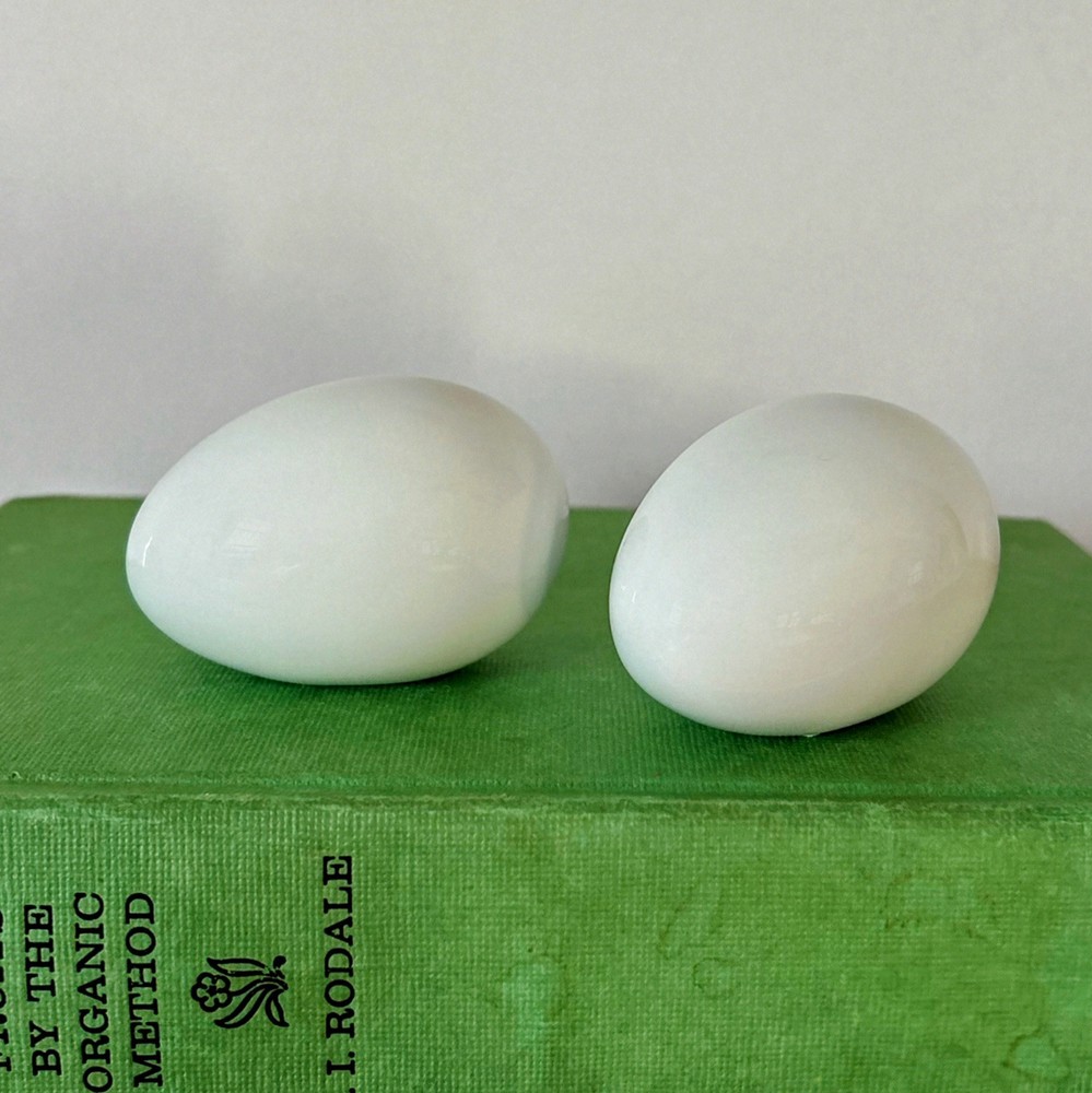 Pair of Vintage White Porcelain Eggs - Easter Home Decor