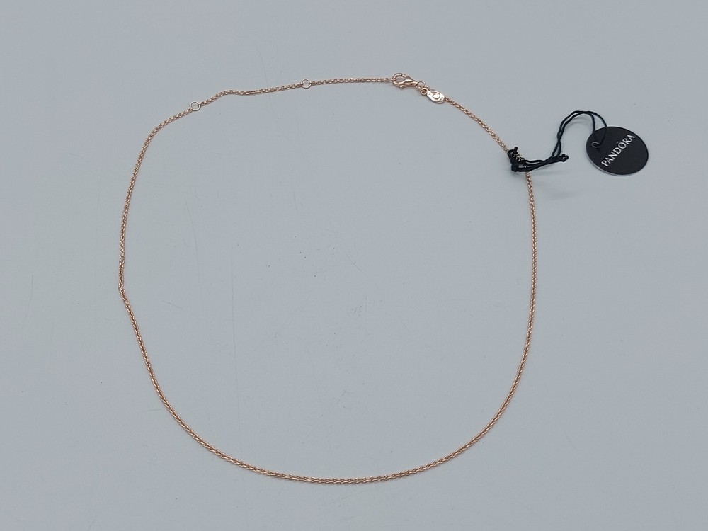 Pandora 925 Sterling Silver Rose Gold Tone Classic Necklace 580413-45