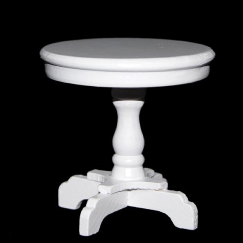 Wooden Round Coffee Table for Miniature Dollhouse 1:12 Scale White
