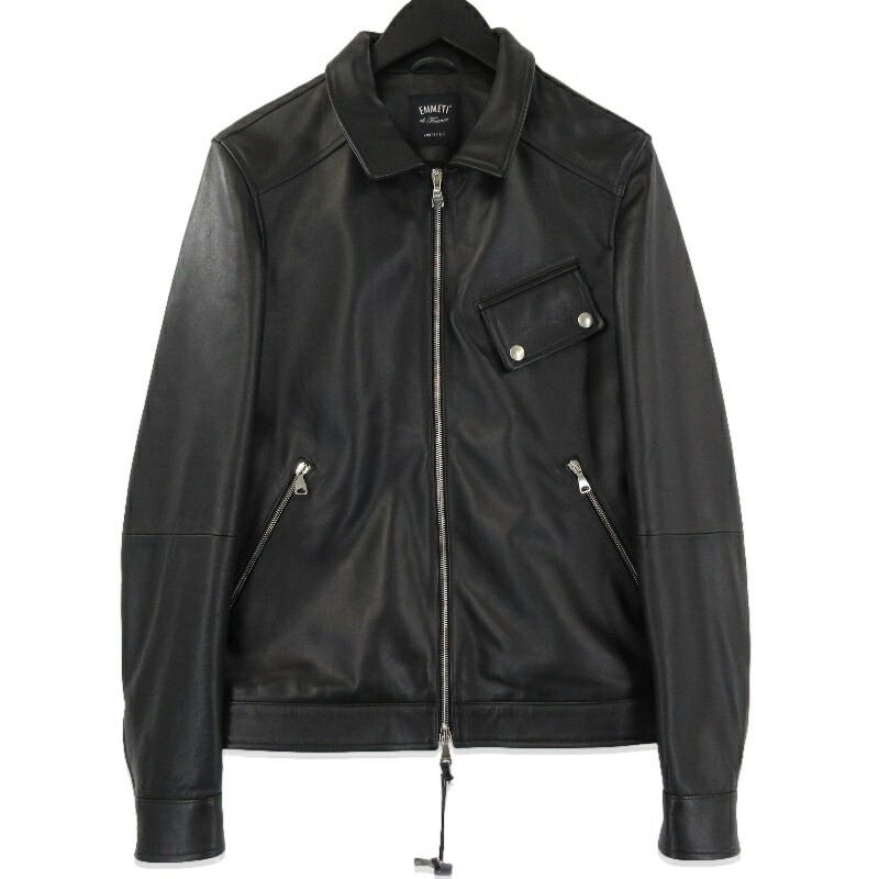 Emmeti Black Appiano Lamb Leather Nappa Cerata Single Rider Jacket