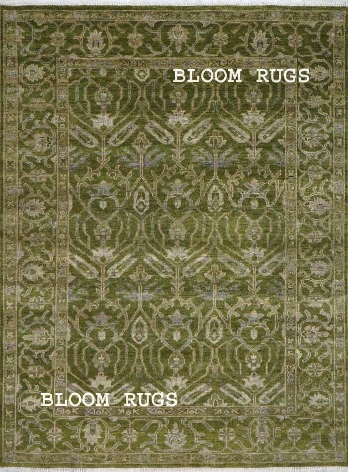 Handmade 8x10 Contemporary Green Oushak Oriental Area Rug | Customizable Carpet