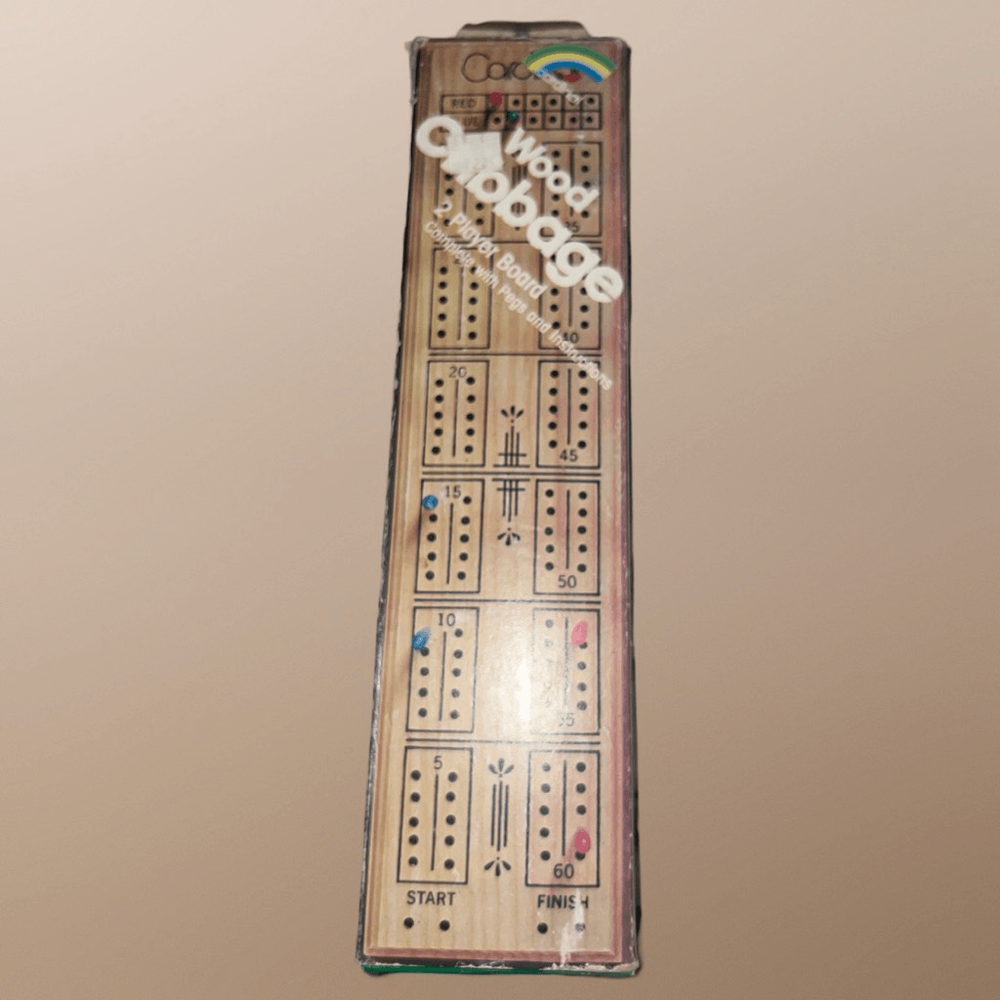 Vintage Cardinal Wood Cribbage Board & Pegs Original Box