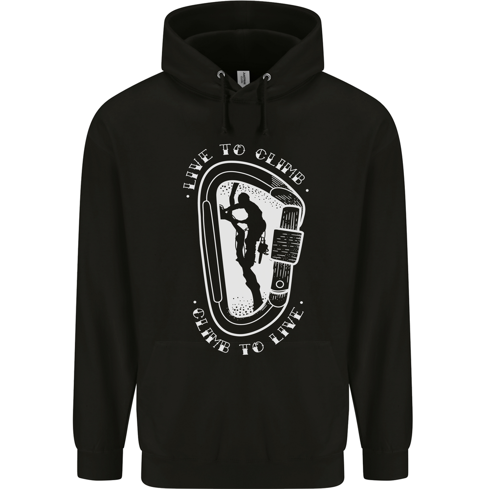 Live to Climb Rock Climbing Climber Mens 80% Cotton Hoodie