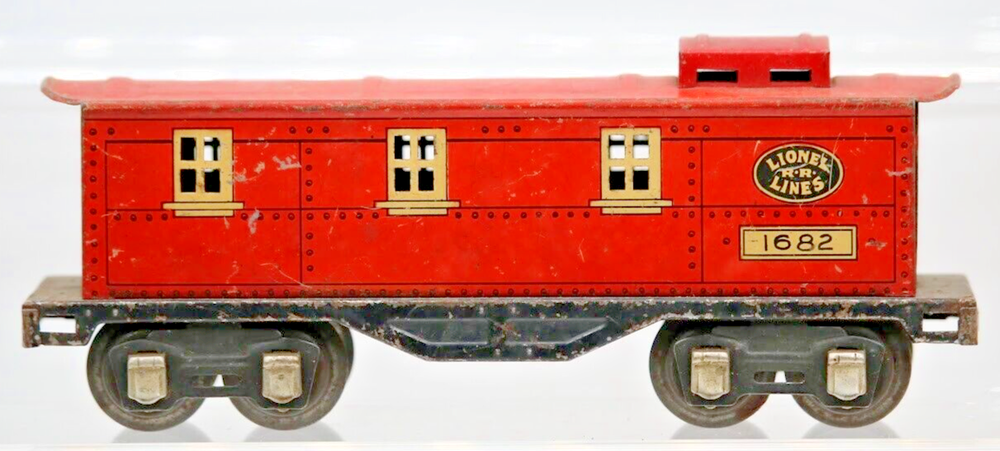 Vintage Lionel O Scale Prewar Red Caboose No. 1682 Tin Litho