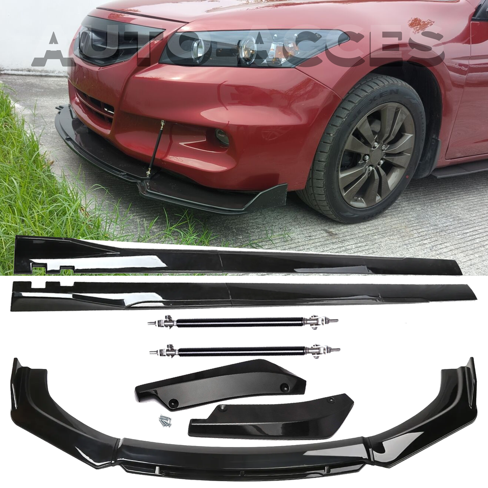 Front Bumper Lip Chin Spoiler Splitter Side Skirt Rear Rod For Honda Accord C