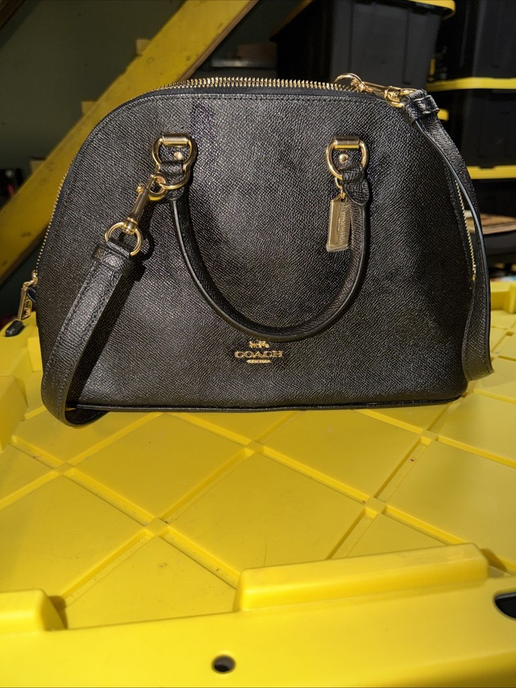 Coach Mini Sierra Satchel in black crossgrain leather with gold-tone hardware