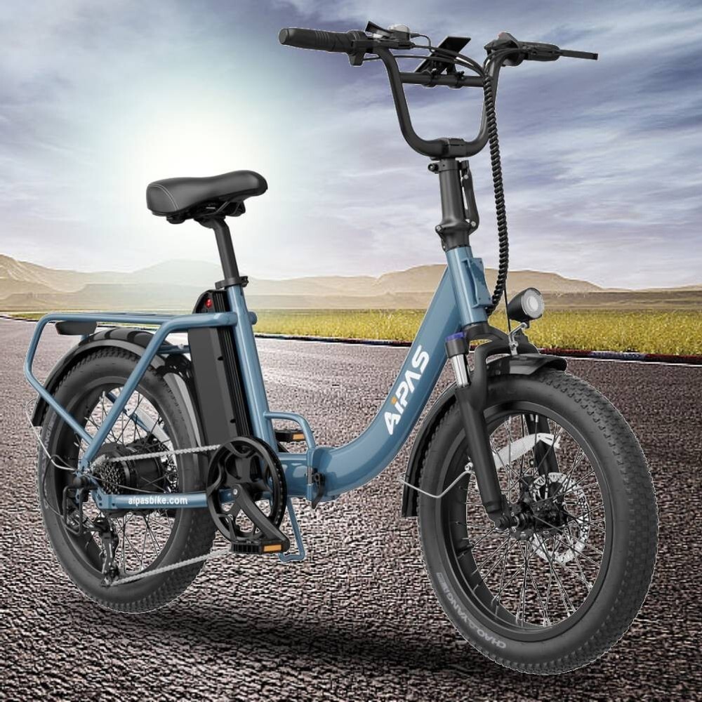 Aipas Folding Electric Bicycle 1100W Peak 20inch eBike Mountain ebike 7 Speed US