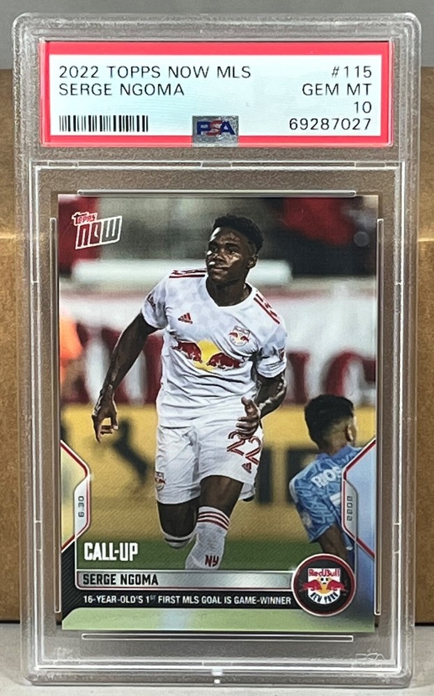 2022 TOPPS NOW MLS #115 SERGE NGOMA PSA 10 GEM MINT NEW YORK RED BULLS ROOKIE
