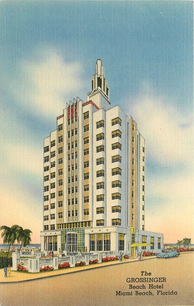 1940s Miami Beach Florida Grossinger Beach Hotel occupation Postcard 25-11314