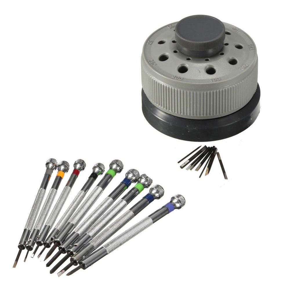 9Pack 0.8-2.0mm Watch Screwdriver Blades with Rotating Stand for Watch Repair