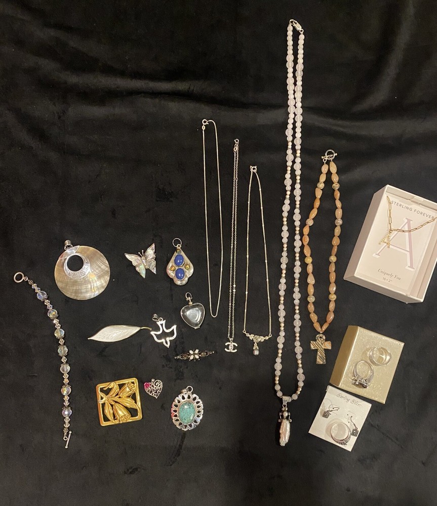 Sterling silver 925 jewelry lot 21 pieces assorted vintage