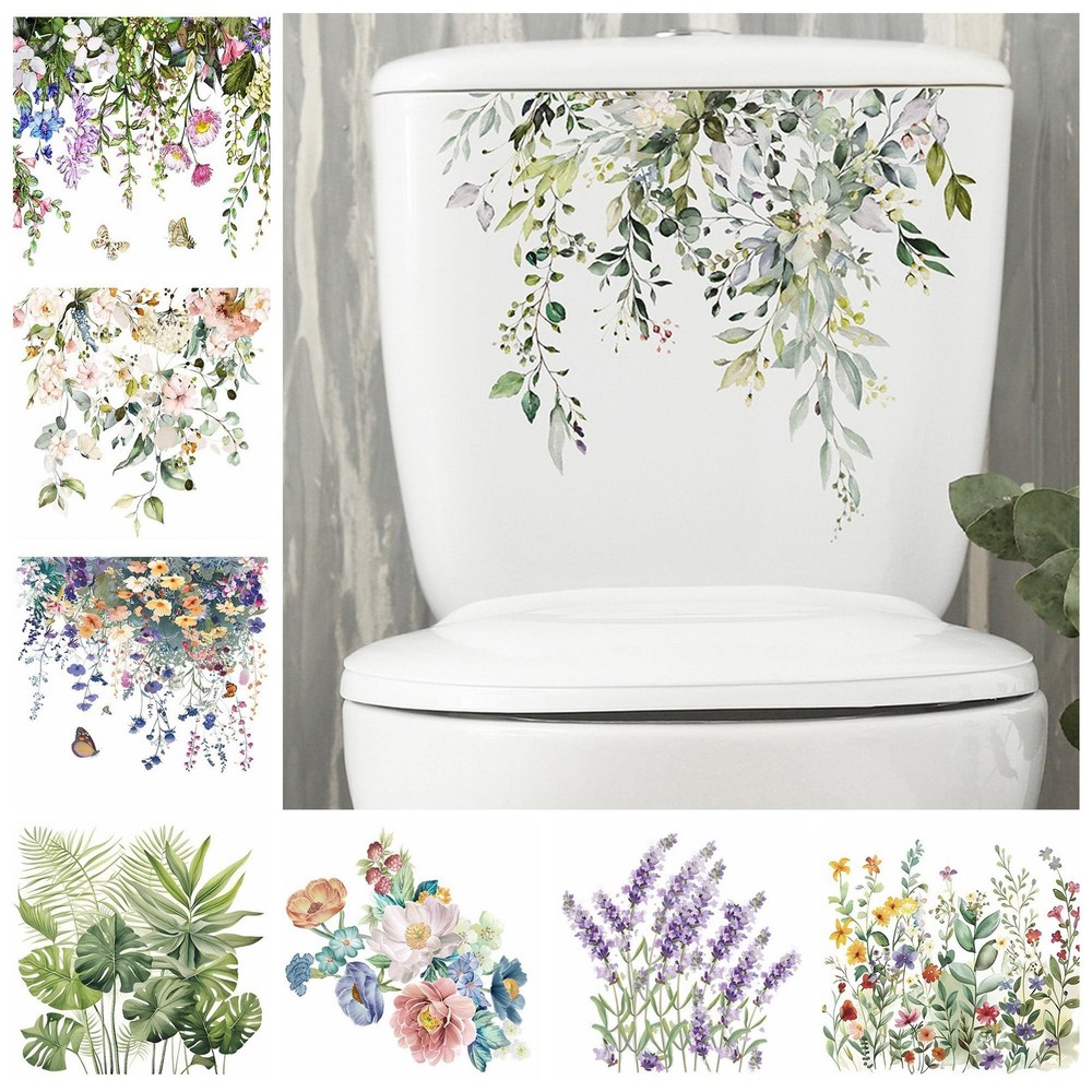 Green Leaf Toilet & Wall Sticker – Self-adhesive Floral Bathroom Decor Decal