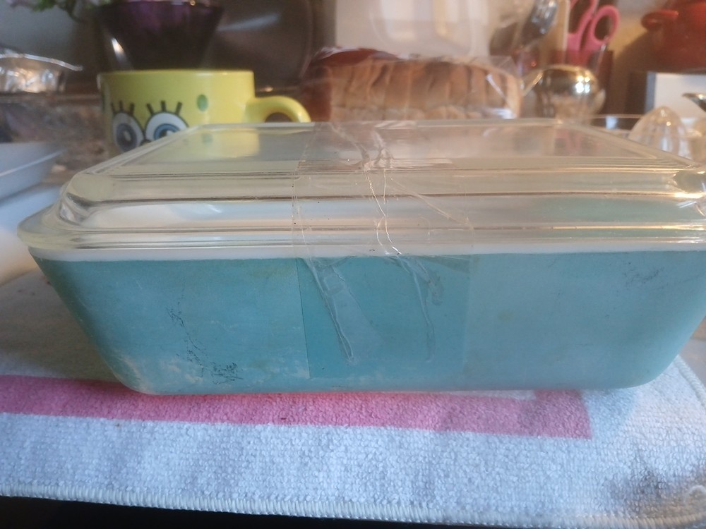Vintage Pyrex Turquoise 1.5 QT 0503 Refrigerator Casserole Dish w/Lid 503C