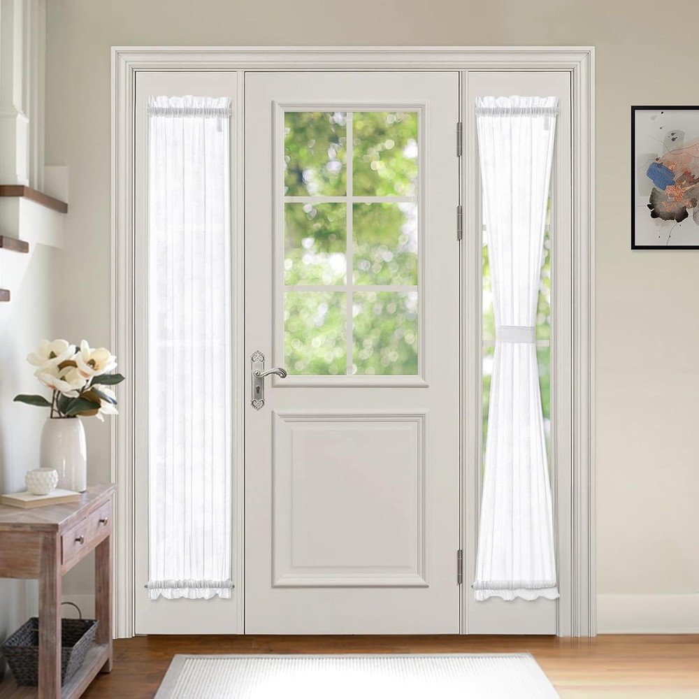 72-Inch Linen Texture Door Curtains Set of 2 for Sidelight Windows