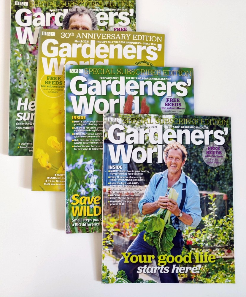 4 x Gardeners' World Magazines 2021 Winter Bundle - January to April 2021